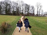 The Meanwood students making full use of the new paths, in what was once an inaccessible part of the park - March 2018
